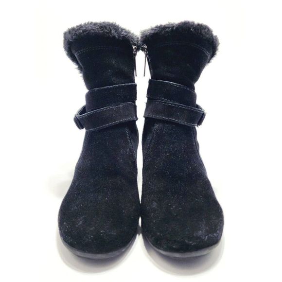 Anne Klein AK Sport Akincaged Black Wedge Heel Zip Up Ankle Booties Sz 8.5 Boots - Picture 4 of 7